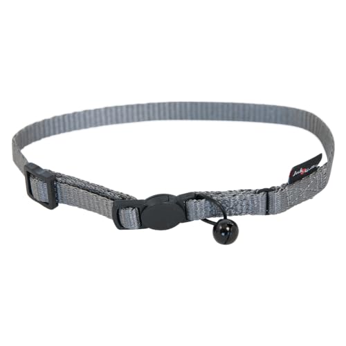 JACK AND VANILLA, Nylonhalsband für Kätzchen, verstellbar von 17–24 cm, graue Farbe, sicherer Verschluss, reflektierende Details für mehr Sicherheit, optimaler Komfort, Elegantes Design, Nylonmodell von JACK AND VANILLA