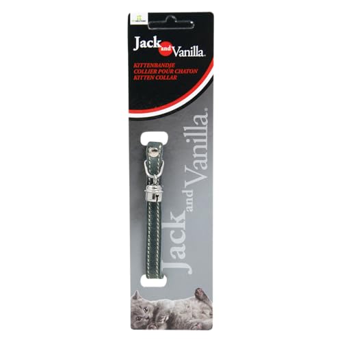 JACK AND VANILLA, Kätzchenhalsband aus Fettleder, modernes und bequemes Design, verstellbar 10 x 25 cm, Sicherheitsschnalle, leicht zu reinigen, grau, Ledermuster von JACK AND VANILLA