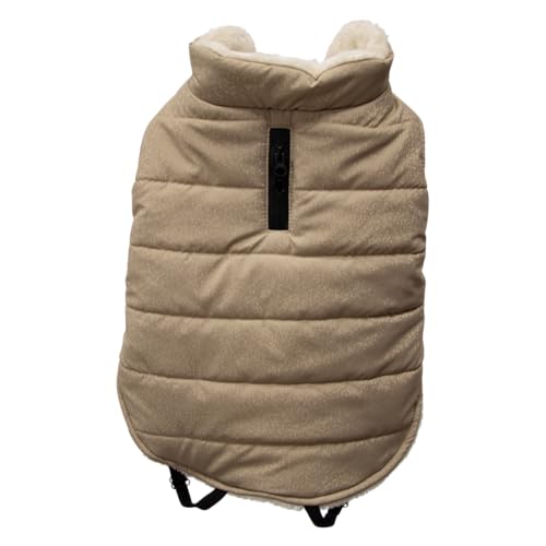 JACK AND VANILLA, Fleecejacke für Hunde, optimaler Komfort, Elegantes Design, pflegeleicht, perfekte Passform, verstärkte Sicherheit, Größe S, Farbe Beige, Modell 5Th Avenue Dogwalk von JACK AND VANILLA