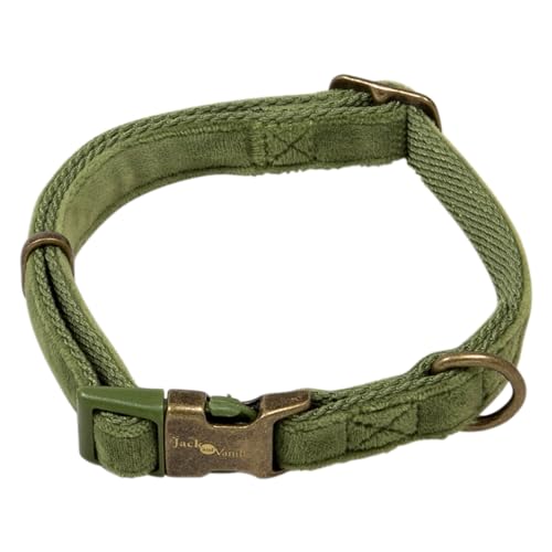 JACK AND VANILLA, Hundehalsband, Samtmodell, olivfarben, Größe 15 mm x 31-46 cm von JACK AND VANILLA