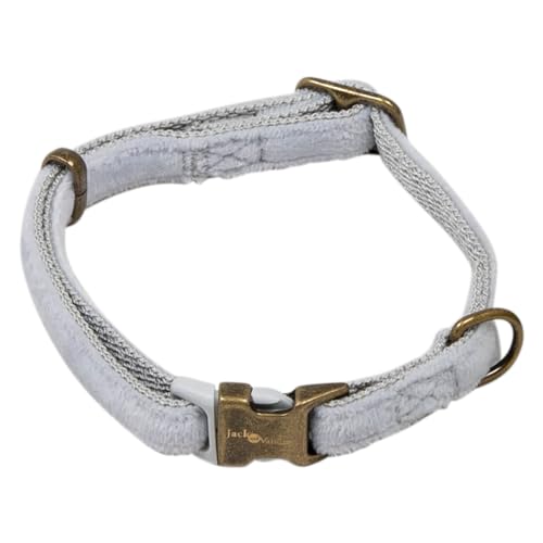 JACK AND VANILLA, Elegante Samthalskette für Hunde, verstellbar von 24–35 cm, Rauchfarbe, modernes und Komfortables Design, verstärkte Sicherheit, pflegeleicht, Größe S, Samtmodell von JACK AND VANILLA