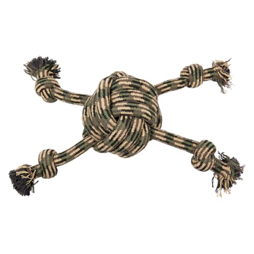 JACK AND VANILLA Robuster Seilball mit 4 Knoten für Hunde – Ideal zum Spielen und Trainieren – Tarnmuster – 48 cm – Grün/Braun JACK AND VANILLA Robuster Seilball mit 4 Knoten für Hunde – Ideal zum Spielen und Trainieren – Tarnmuster – 48 cm – Grün/Braun von JACK AND VANILLA