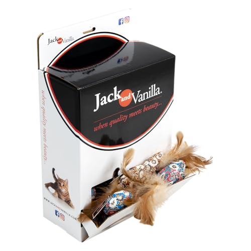 JACK AND VANILLA, interaktives Spielzeug für Katzen aus Plüsch mit farbigen Federn, REGT den Jagdinstinkt an. 7 cm, kombiniert für alle Rassen, Modell Cat Toys JACK AND VANILLA, interaktives Spielzeug für Katzen aus Plüsch mit farbigen Federn, REGT den Jagdinstinkt an. 7 cm, kombiniert für alle Rassen, Modell Cat Toys von JACK AND VANILLA