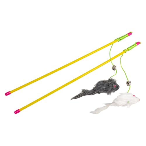 JACK AND VANILLA, Interaktives Spielzeug für Katzen mit farbigen Federn und Glöckchen, REGT den Jagdinstinkt an, Länge 46 cm, Mehrfarbig, Modell Fun Danglers von JACK AND VANILLA