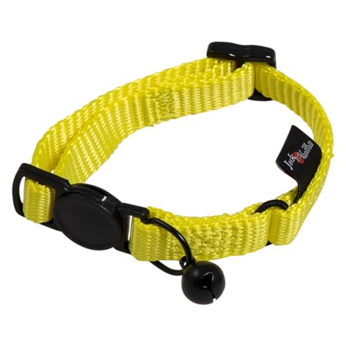 JACK AND VANILLA, gelbes Kätzchenhalsband aus Nylon, leicht und bequem, verstellbar von 17 bis 24 cm, sicherer Verschluss, modernes Design, 10 mm breit, gelbe Farbe, Nylonmodell JACK AND VANILLA, gelbes Kätzchenhalsband aus Nylon, leicht und bequem, verstellbar von 17 bis 24 cm, sicherer Verschluss, modernes Design, 10 mm breit, gelbe Farbe, Nylonmodell von JACK AND VANILLA