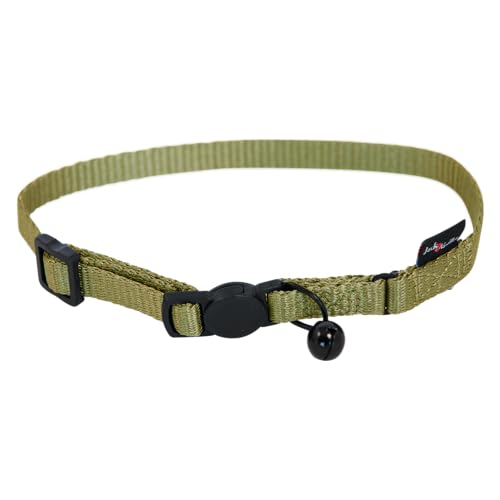 JACK AND VANILLA, Verstellbares Katzenhalsband aus grünem Nylon, Sicherheitssystem, leicht und bequem, Größe 10 mm, Länge 24–35 cm, ideal für aktive Katzen, Comfort-Modell von JACK AND VANILLA