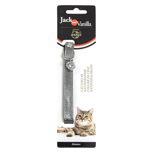JACK AND VANILLA, hypoallergenes silbernes Katzenhalsband, Elegantes und sicheres Design, verstellbar um 30 cm, ideal für den Komfort Ihres Haustieres, 14 mm, Silber, Modell Monaco von JACK AND VANILLA