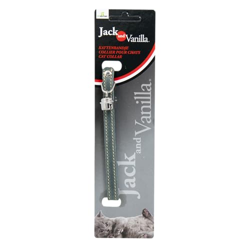 JACK AND VANILLA, Strapazierfähiges Katzenhalsband aus Fettleder, Bequeme Passform, Sicherheitsschnalle, eleganter Stil, pflegeleicht, 10 x 30 cm, Grau, Ledermuster von JACK AND VANILLA