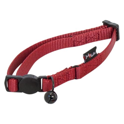 JACK AND VANILLA, Robustes Kätzchenhalsband aus Nylon, verstellbar von 17 bis 24 cm, Leuchtend rot, leicht und bequem, mit Sicherheitsschnalle, 10 mm, rot, Nylonmodell von JACK AND VANILLA