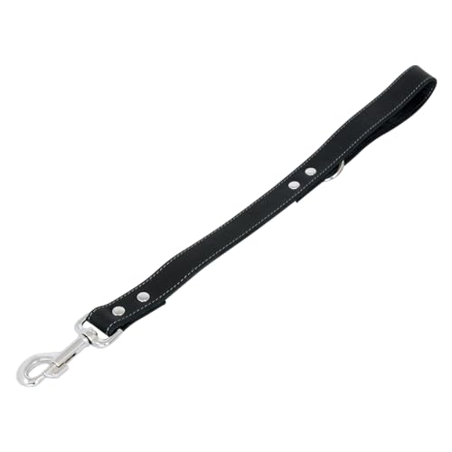 JACK AND VANILLA, Kurze Hundeleine, Modell aus geöltem Leder, Schwarze Farbe, Größe 25 mm x 50 cm von JACK AND VANILLA