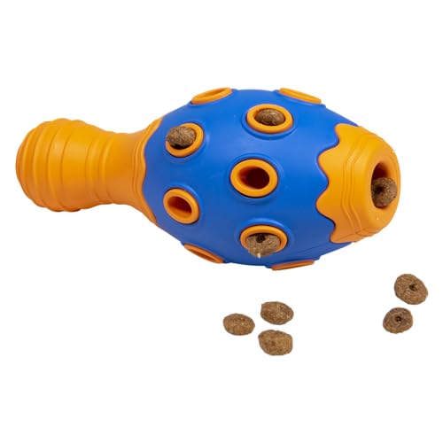 JACK AND VANILLA Strapazierfähiges Hundespielzeug aus Gummi – farbenfrohes Design in Blau und Orange – Leckerli-Spenderfunktion – Größe 15,2 cm – ideal für kleine bis mittelgroße Haustiere von JACK AND VANILLA
