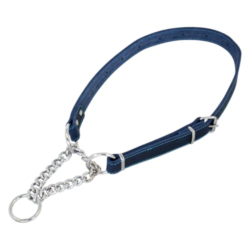 JACK AND VANILLA, Martingal-Halskette aus blauem Leder für Hunde, verstellbar von 35 bis 50 cm, 16 mm Breite, Elegantes und langlebiges Design, ideal für sicheres Gehen, Ledermodell JACK AND VANILLA, Martingal-Halskette aus blauem Leder für Hunde, verstellbar von 35 bis 50 cm, 16 mm Breite, Elegantes und langlebiges Design, ideal für sicheres Gehen, Ledermodell von JACK AND VANILLA
