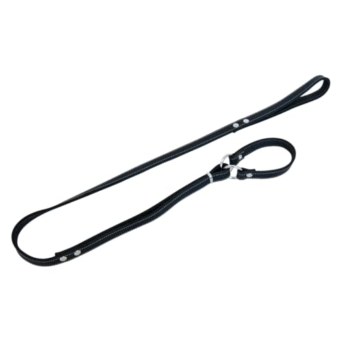 JACK AND VANILLA, Martingalleine für Hunde, Modell aus geöltem Leder, Schwarze Farbe, Größe 16 mm x 138 cm von JACK AND VANILLA