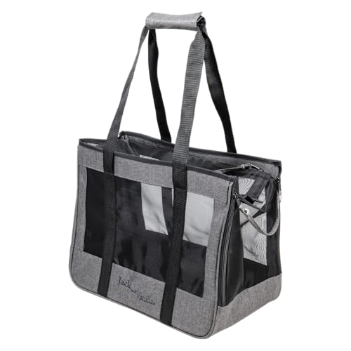 JACK AND VANILLA, Moderne und Elegante Transportbox für Tiere, bequem und sicher, mit ergonomischen Griffen, optimale Belüftung, Maße 40 x 23 x 32 cm, Farbe Grau/Schwarz, Reisemodell JACK AND VANILLA, Moderne und Elegante Transportbox für Tiere, bequem und sicher, mit ergonomischen Griffen, optimale Belüftung, Maße 40 x 23 x 32 cm, Farbe Grau/Schwarz, Reisemodell von JACK AND VANILLA