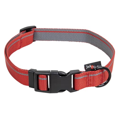 JACK AND VANILLA, Rotes Hundehalsband, Elegantes und Komfortables Design, verstellbar XL 20 x 39–65 cm, langlebige Materialien, verstärkte Sicherheit, pflegeleicht, XL, rot, Streifenmuster JACK AND VANILLA, Rotes Hundehalsband, Elegantes und Komfortables Design, verstellbar XL 20 x 39–65 cm, langlebige Materialien, verstärkte Sicherheit, pflegeleicht, XL, rot, Streifenmuster von JACK AND VANILLA