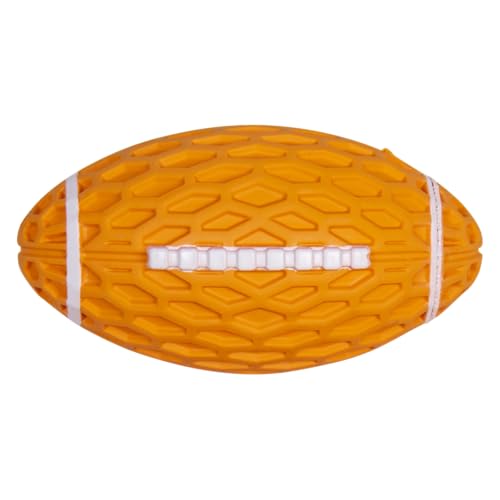 JACK AND VANILLA Rugbyball aus ungiftigem Gummi, stark und langlebig für Hunde, Leuchtend orange, 4" Durchmesser, Gummispielzeugmodell von JACK AND VANILLA