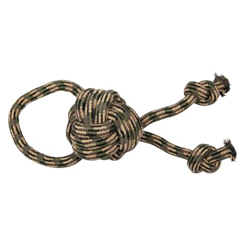 JACK AND VANILLA Robuster Seilball mit Schnalle und 2 Knoten für Hunde, ideal für interaktives Spielen, 48 cm, Tarnmuster, Grün/Braun, Tarnmuster von JACK AND VANILLA