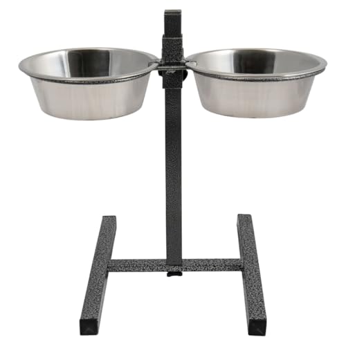 JACK AND VANILLA, Grauer Napfständer aus Edelstahl, modernes Design, 2 x 3,9 l Fassungsvermögen, stabil und leicht zu reinigen, ideal für Hunde und Katzen, 3,9 l, grau, Modell „Bon Appetit“. von JACK AND VANILLA