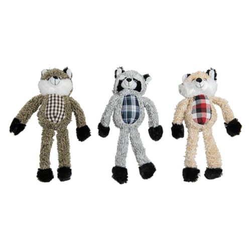 JACK AND VANILLA, Plüschtier in Form eines Waschbären, Wolfs und Fuchses für Hunde und Katzen, weich und langlebig, ideal zum Spielen und Kuscheln, 20 cm, Mehrfarbig von JACK AND VANILLA