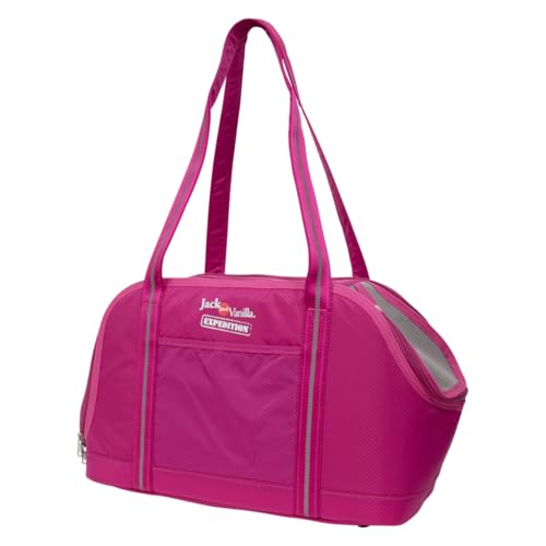 JACK AND VANILLA, ergonomische, Wasserabweisende Transportbox für Haustiere mit Aufbewahrungstaschen, modernes Fuchsia-Design, ideal zum Wandern und Reisen, U (Einheitsgröße), Sportmodell von JACK AND VANILLA