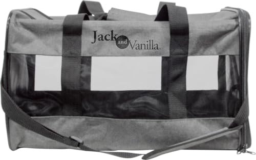 JACK AND VANILLA Travelsporttransporteur, Haustiertransportbox 30 x 50 x 30 cm, leicht und wasserdicht, mit optimaler Belüftung, ergonomische Griffe, modernes grau/schwarzes Design, Reisemodell von JACK AND VANILLA