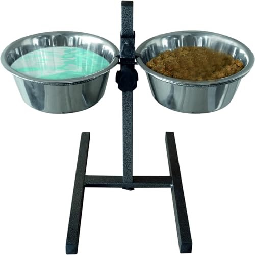 Jack and Vanilla JV Bon Appetit Voederstaander mit INOX Kommen Grijs-2x 2,8L von JACK AND VANILLA