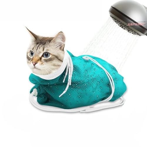 Atmungsaktive Katzen-Badetasche aus Mesh – Anti-Kratzer & Biss, Ideal für Nägelschneiden, Baden & Medikamentengabe (Grün) von JACKANNA