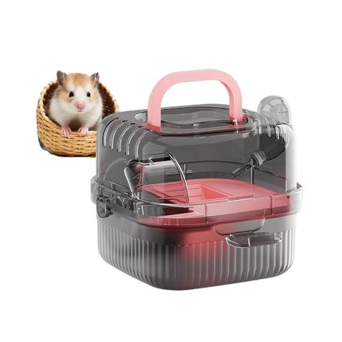 Hamster Transportbox Meerschweinchen aus Acryl – Vogel Transportbox-Gehege mit Belüftung, großes Mäusekäfig für Hamster, Mäuse & Kleintiere Transportbox Kaninchen(Rosa) von JACKANNA