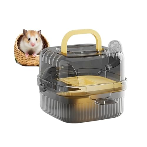 Hamster Transportbox Meerschweinchen aus Acryl – Vogel Transportbox-Gehege mit Belüftung, großes Mäusekäfig für Hamster, Mäuse & Kleintiere Transportbox Kaninchen (Gelb) von JACKANNA