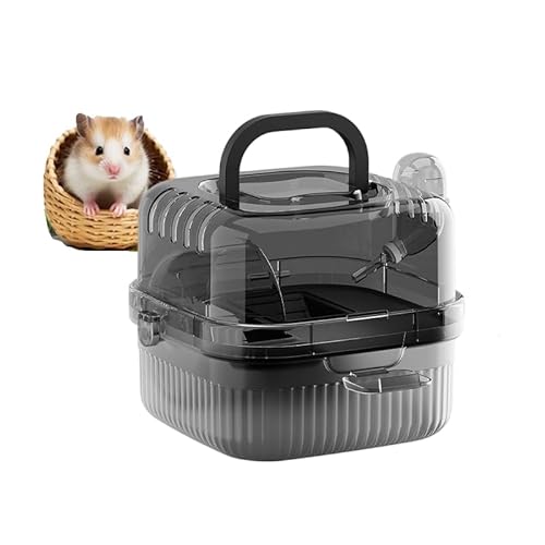 Hamster Transportbox Meerschweinchen aus Acryl – Vogel Transportbox-Gehege mit Belüftung, großes Mäusekäfig für Hamster, Mäuse & Kleintiere Transportbox Kaninchen (Schwarz) von JACKANNA
