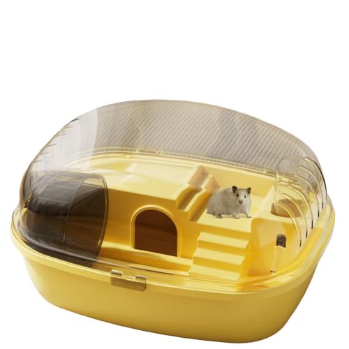 Hamsterkäfig aus Acryl – Luxus-Villa mit Laufrad, transparentes Nagetier-Gehege mit Belüftung, großes Zuhause für Hamster, Mäuse & Kleintiere (Gelb) von JACKANNA