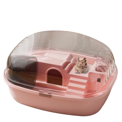 Hamsterkäfig aus Acryl – Luxus-Villa mit Laufrad, transparentes Nagetier-Gehege mit Belüftung, großes Zuhause für Hamster, Mäuse & Kleintiere (Rosa) von JACKANNA