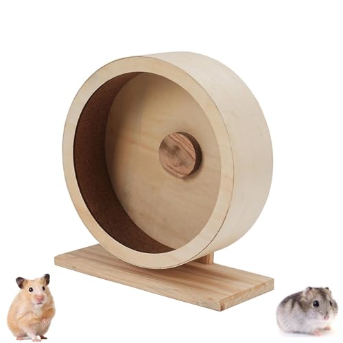 Hamsterrad Aus Holz, Hamster Zubehör Holz, Kleintierspielzeug Laufrad, Hamsterrad Leise, Silent Runner Laufrad Hamster Rad, für Nagetiere zum Auslauf, und Spielen von JACKANNA