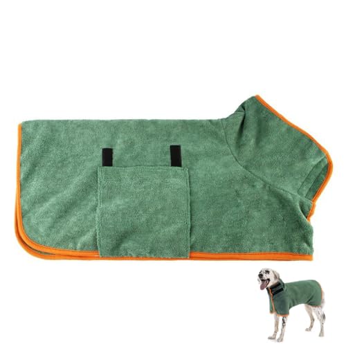 Hunde Bademantel Mikrofaser, Mit Klettverschluss Schnell Trocknend Badetuch, Sehr Saugfähig, Hundehandtuch Extra Saugfähig, Bademantel für Hunde Geeignet Für Große (Grün) von JACKANNA