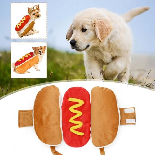 Hundekleidung - Hotdog & Burger Kostüm für Hunde & Katzen - Lustiges Hotdog-Verwandlungskostüm - Perfekt für Haustierpartys, Halloween & Cosplay (M 130g) von JACKANNA