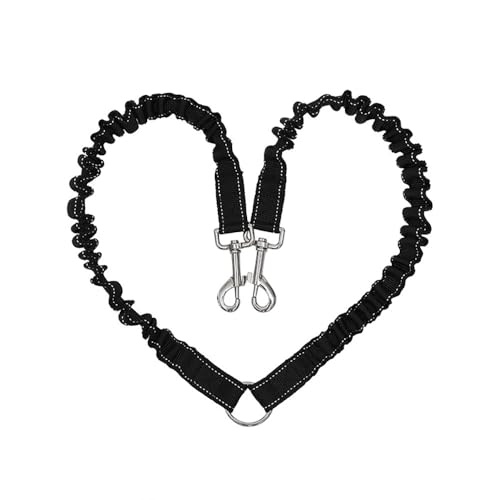 Hundeleine EIN Schlepptau Zwei Multi Hund elastische Haustier Doppelkopf Leine Hund zu Fuß Leine für 2 Hunde mit Traktion (Doppelkopf-Schleppseil (Breite 2,5CM)) von JACKANNA