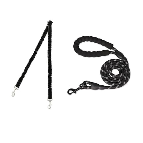 Hundeleine EIN Schlepptau Zwei Multi Hund elastische Haustier Doppelkopf Leine Hund zu Fuß Leine für 2 Hunde mit Traktion (Satz 1) von JACKANNA