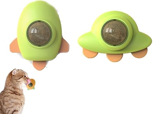 JACKANNA 2 Stück Katzenminze-Bälle 360° drehbar - Selbstklebend & essbar, natürliches Interaktives Wandspielzeug für Katzen mit Premium-Katzenminze (1) von JACKANNA