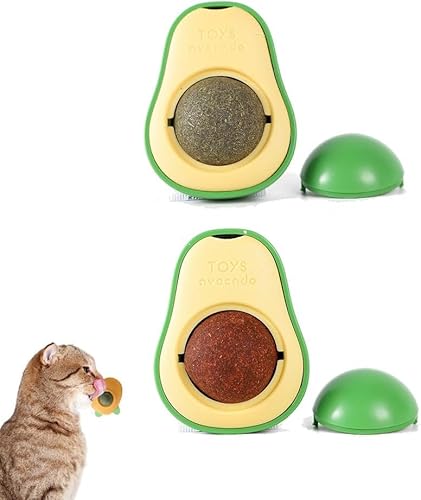JACKANNA 2 Stück Katzenminze-Bälle 360° drehbar - Selbstklebend & essbar, natürliches Interaktives Wandspielzeug für Katzen mit Premium-Katzenminze (3) von JACKANNA