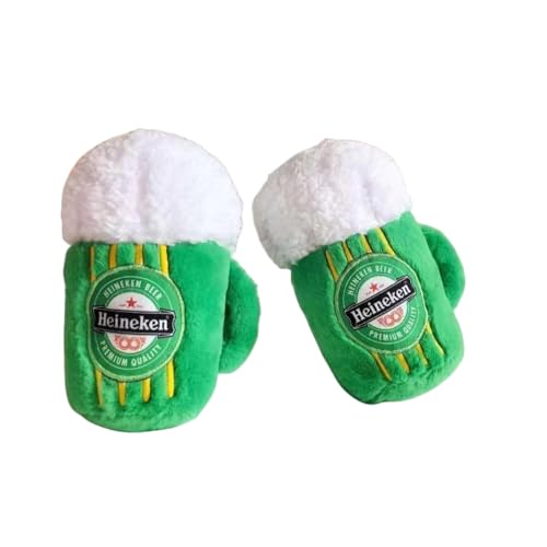 JACKANNA 2er-Set Hundespielzeug mit Quietschfunktion - Kaffeetassen-Kauspielzeug für Hunde & Katzen - Robustes Plüschspielzeug für kleine, mittlere & große Hunderassen (Bier) von JACKANNA