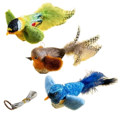 JACKANNA 3 Stück Katzenspielzeug Vogel Flappy Bird Cat Toy + Realistische Plüschmaus – Kauspielzeug zur Fliegender Vogel Für Katzen JACKANNA 3 Stück Katzenspielzeug Vogel Flappy Bird Cat Toy + Realistische Plüschmaus – Kauspielzeug zur Fliegender Vogel Für Katzen von JACKANNA