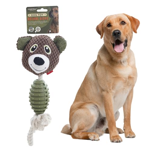 JACKANNA Baumwollseil TPR Hundespielzeug für kleine, mittlere und große Hunde Hund kauen Seil Knoten Spielzeug, unzerstörbar Hund kauen Spielzeug, Kauen Vocal Pet Toys (Bär) von JACKANNA