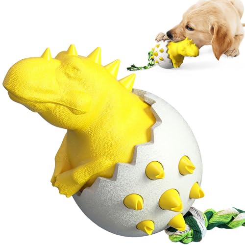 JACKANNA Dinosaurier Modell Hund Zähne Schleifer kauen Haustier liefert Hund Zahnbürste kauen leistungsstarke Zahnspielzeug (Gelb) von JACKANNA