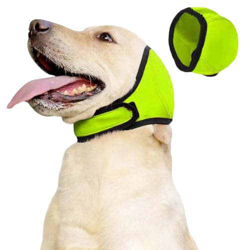 JACKANNA Gehörschutz Hund, Verstellbar Ohrenschutz Schwimmen zum Schwimmen, Hundecap,Ohrenschutz Hund für kleine, mittelgroße (Neongrün, S Pier Umfang 25-38 empfohlenes Gewicht 15-35 Jin) von JACKANNA