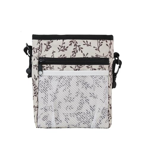 JACKANNA Haustier Training Tasche Drawstring Hund Tasche Haustier Snack Tasche Training Gürteltasche Hund Outing Snack Tasche (Beige Druck) von JACKANNA