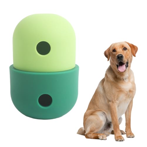 JACKANNA Hundesnackspielzeug, rollendes Futterspielzeug, interaktives Puzzlespielzeug für Haustiere, langsames Futterspielzeug für kleine, mittlere und große Hunde (Gelb mit grün) von JACKANNA