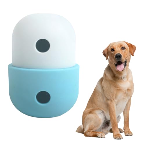 JACKANNA Hundesnackspielzeug, rollendes Futterspielzeug, interaktives Puzzlespielzeug für Haustiere, langsames Futterspielzeug für kleine, mittlere und große Hunde (Weiß mit blau) von JACKANNA