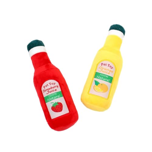 JACKANNA Hundespielzeug 2er-Set mit Quietschfunktion – Spielzeug gegen Langeweile für Welpen & Hunde (klein & mittelgroß) – Weiches Kauspielzeug als Haustier-Geschenk (Saft) von JACKANNA