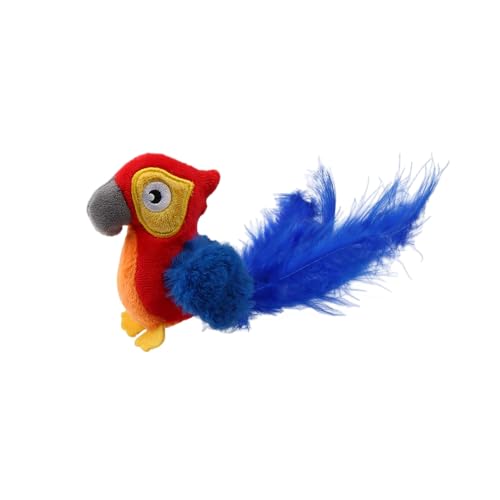 JACKANNA Igel-Stachel-Stoffhundespielzeug, Lärmendes Quietsch-Hundespielzeug, strapazierfähiges Plüsch-Spielzeug interaktives Kauspielzeug für Kleine, Mittlere und Große Hunde (Roter Papagei) von JACKANNA