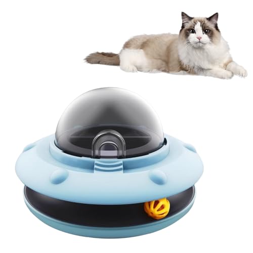 JACKANNA Indoor-Katzen-Snack-Puzzle-Futterautomat, langsamer Futterspender, Katzensnack-Spielzeug mit Rollenkugel für Bewegung und gegen Langeweile (Blau) von JACKANNA